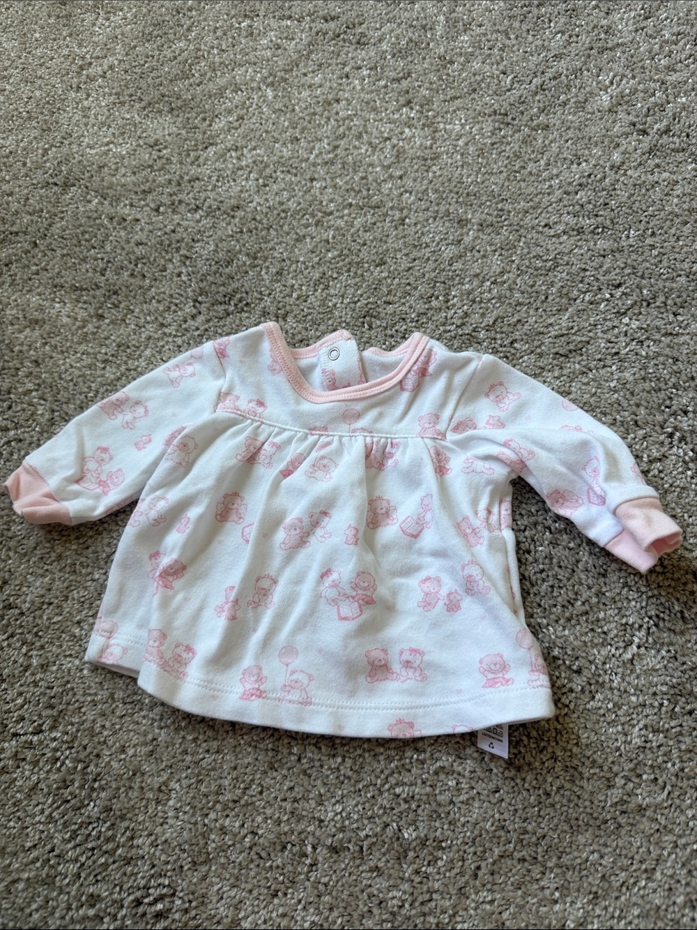 NWOT Little Me White Long-Sleeve Top with Pink Print